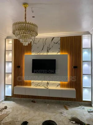 Fluted Panel With Floating Shelve Tv Console
