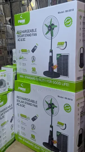 Iwin 18-Inch Rechargeable Solar Stand Fan (Model Iw-8918).