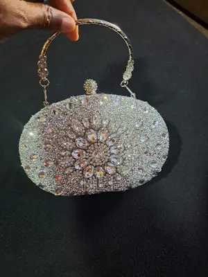 Lui Sui Women Rhinestone Evening Clutch Purse (Silver)