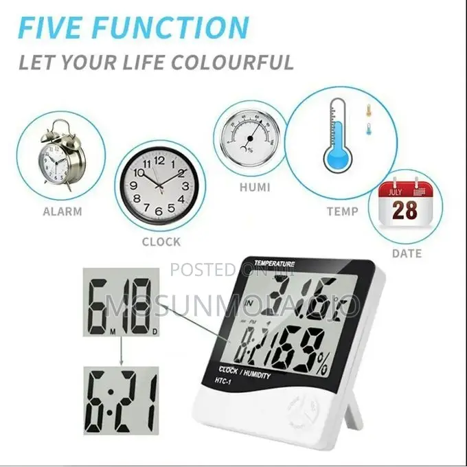 Household Thermometer and Hygrometer With Alarm Clock