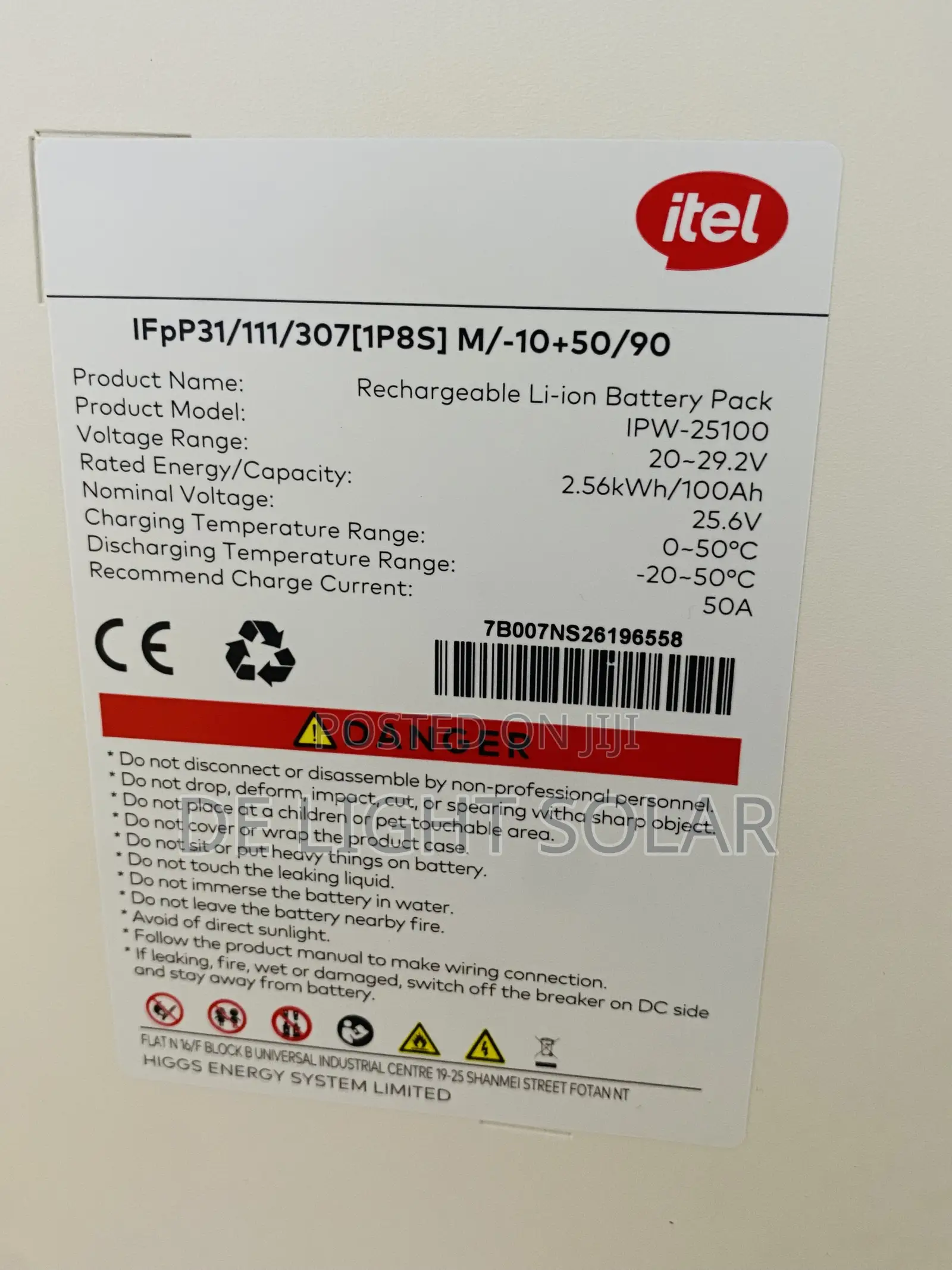 2.56kwh 24v Itel Lithium Battery