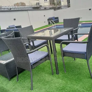 Rattan Set { 4 Chairs Table}