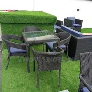 Rattan Set { 4 Chairs Table}