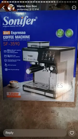 Sonifer 3 in 1 Espresso Coffee Machine With Integrated Coffee Grinder