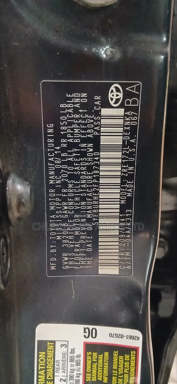 Toyota Corolla 2015 Black