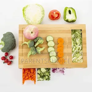 Bamboo Cutting Board With 4 Containers