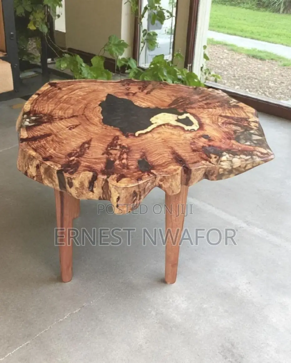Handcrafted Oak Table, Slab Center Piece