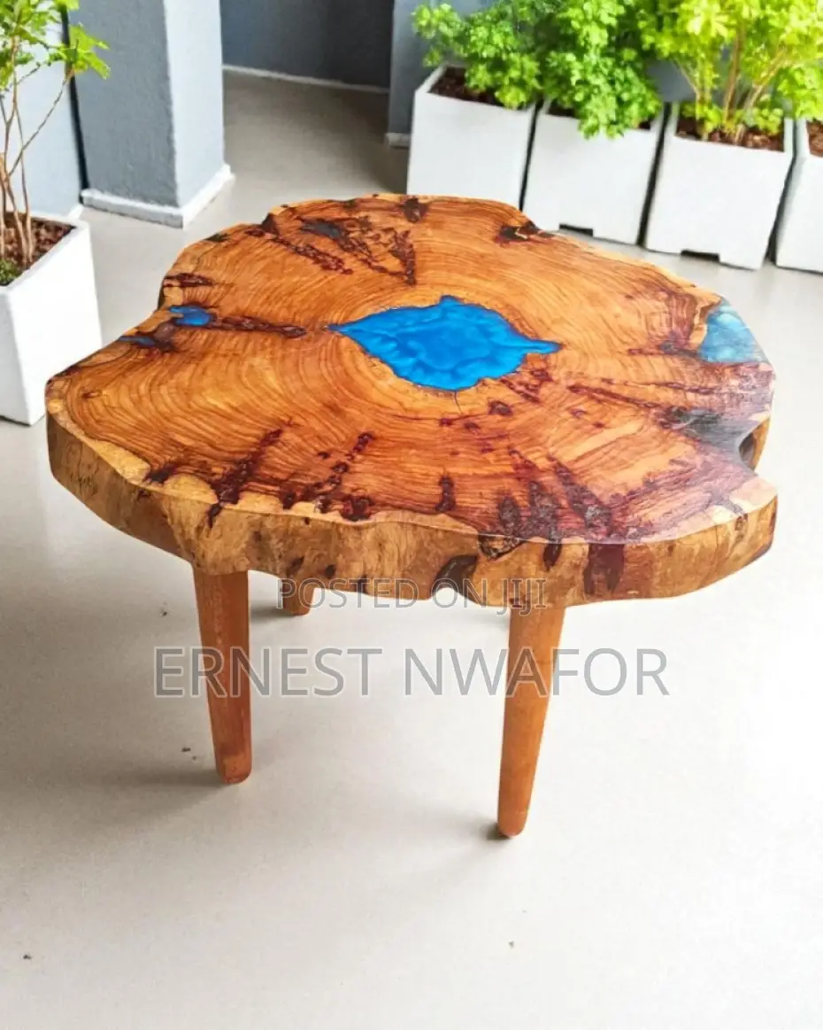 Handcrafted Oak Table, Slab Center Piece