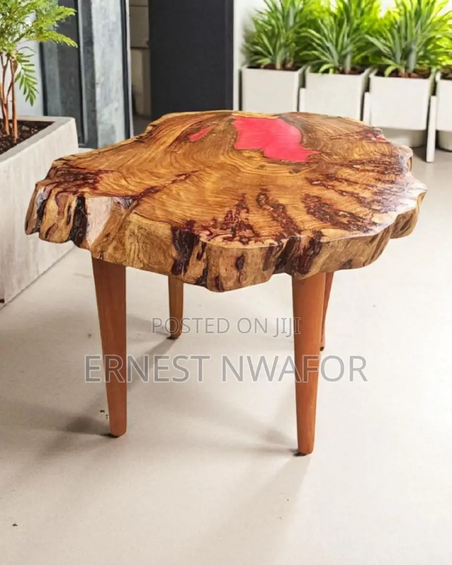 Handcrafted Oak Table, Slab Center Piece