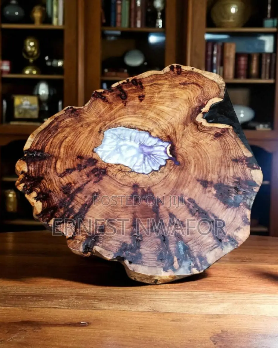 Handcrafted Oak Table, Slab Center Piece