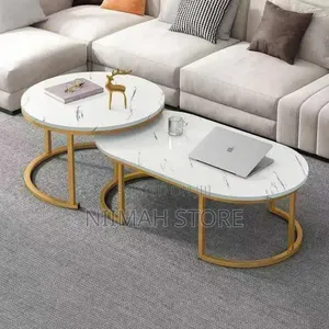 2 in 1 Round Faux Marble Center Table