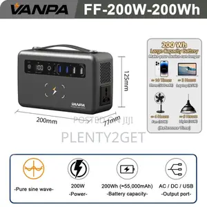 Vanpa 200w 200wh Portable Power Station Backup Power