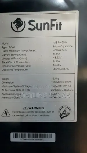 450w 48v All Black Single Phase Panel Deep Cycle 72 Cells