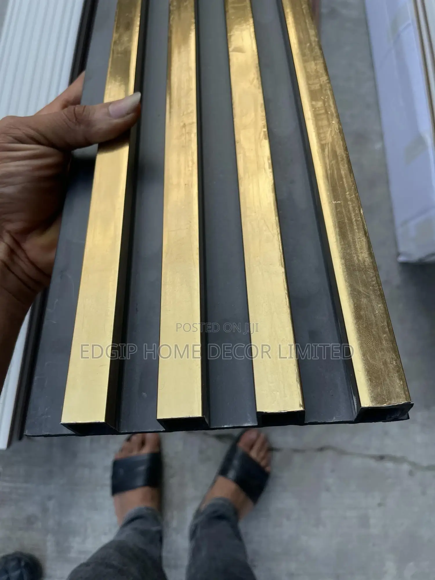 Fluted Wpc Panel Gold Black