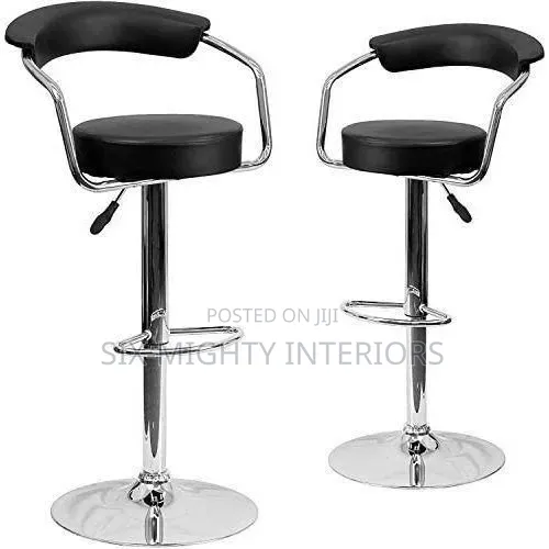 Comfort Chrome Bar Stool With Backrest - Black