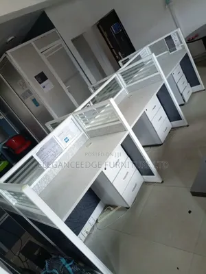 6 Seater Gray Black Workstation