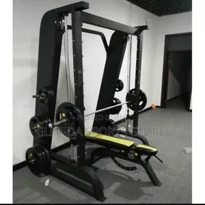 Commercial Smith Machine With Free Adjustable Bench and Weight Plates