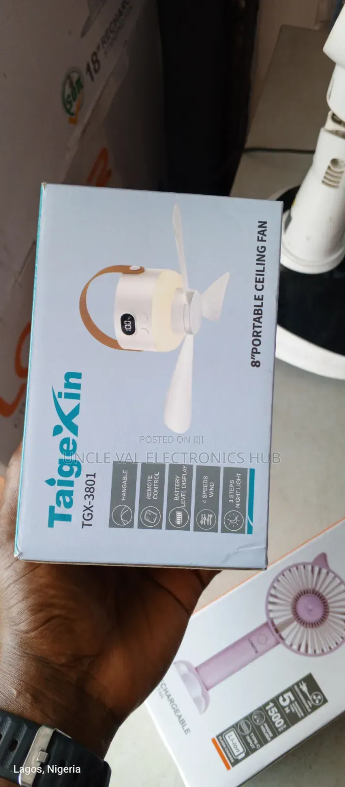 Taigexin 8" Rechargeable Ceiling Fan