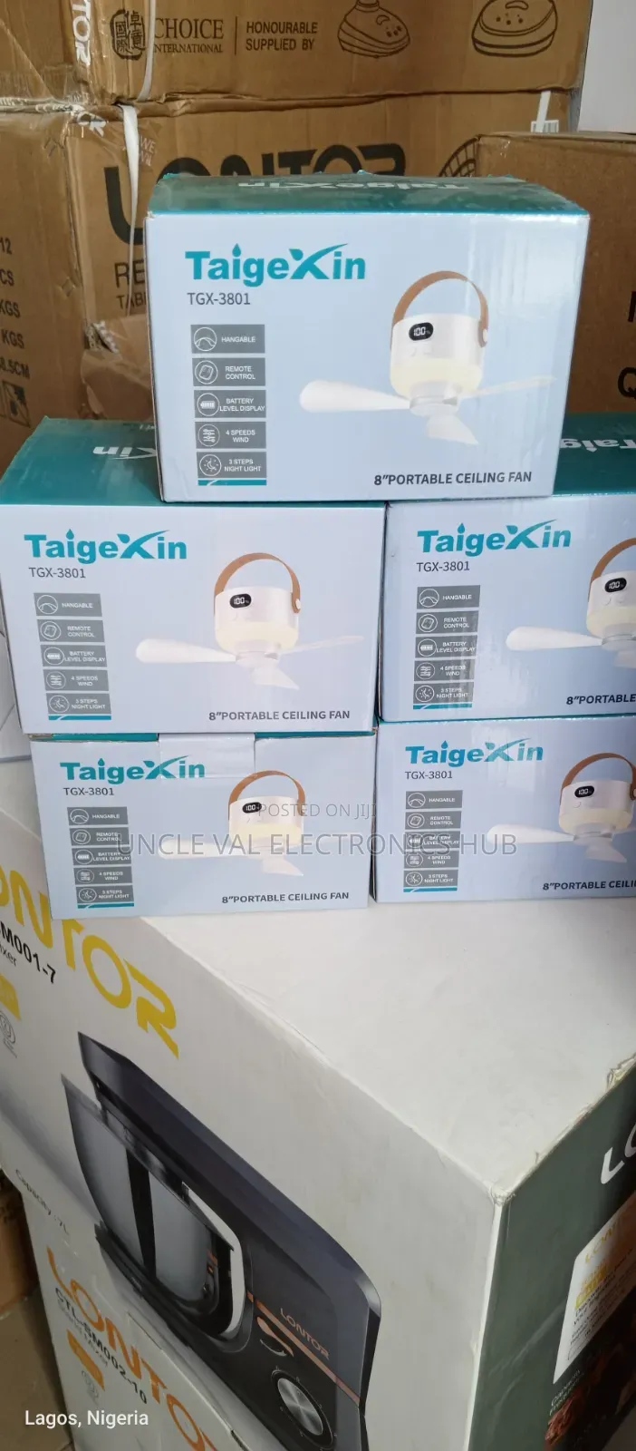 Taigexin 8" Rechargeable Ceiling Fan