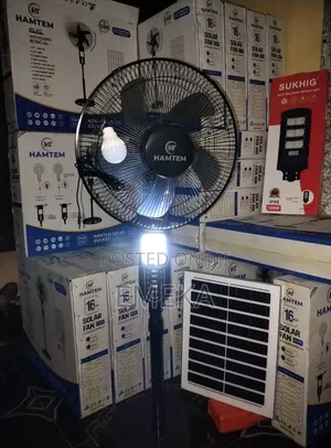 Hamtem, 16 Inchs Ac/Dc Solar Rechargeable Solar Standing Fan.