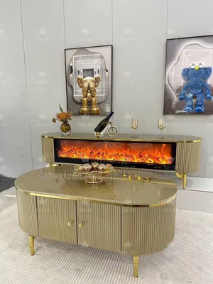 Royal Tv Console With Fireplace and Center Table