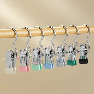 12pcs Stainless Steel Clothes Hanger Clips With S-Shaped Hooks