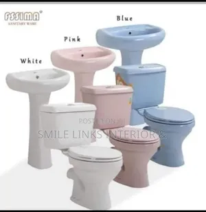 China Water Closet Wc, White, Pink, Blue.
