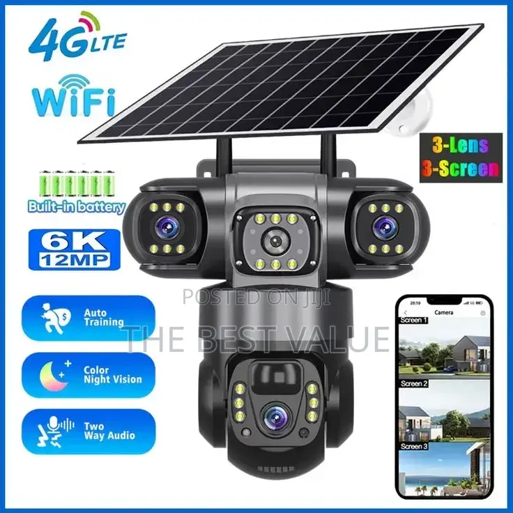Triple Lens Solar CCTV Camera