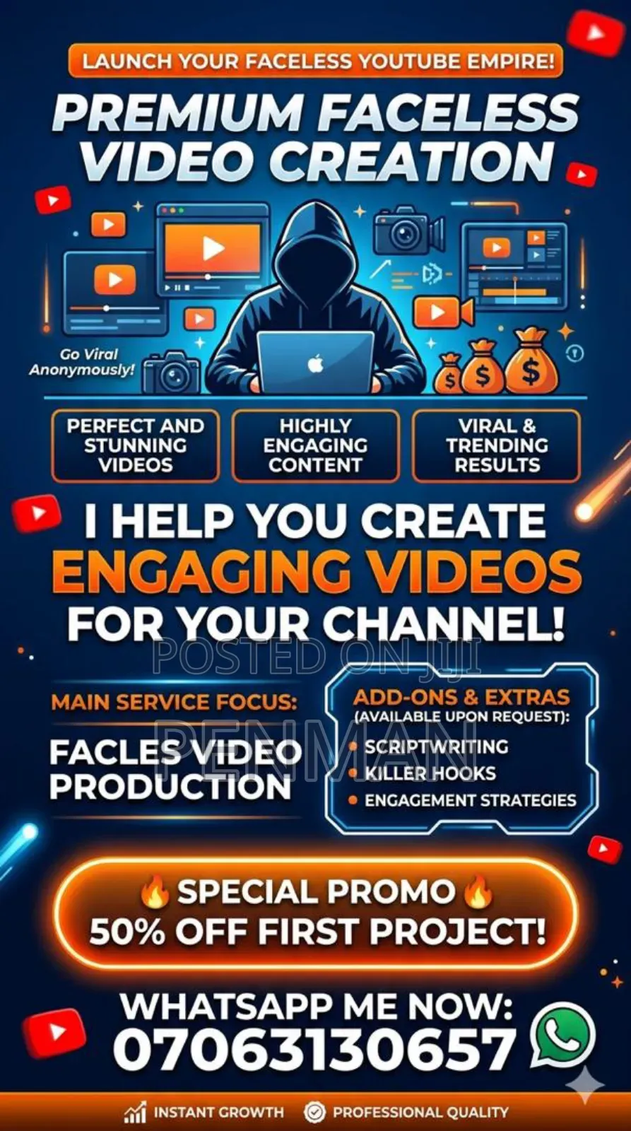 ​Professional Faceless Youtube Video Creation - Get 50% Off Today!