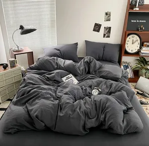 Plain Grey Bedsheet Set With Pillowcases