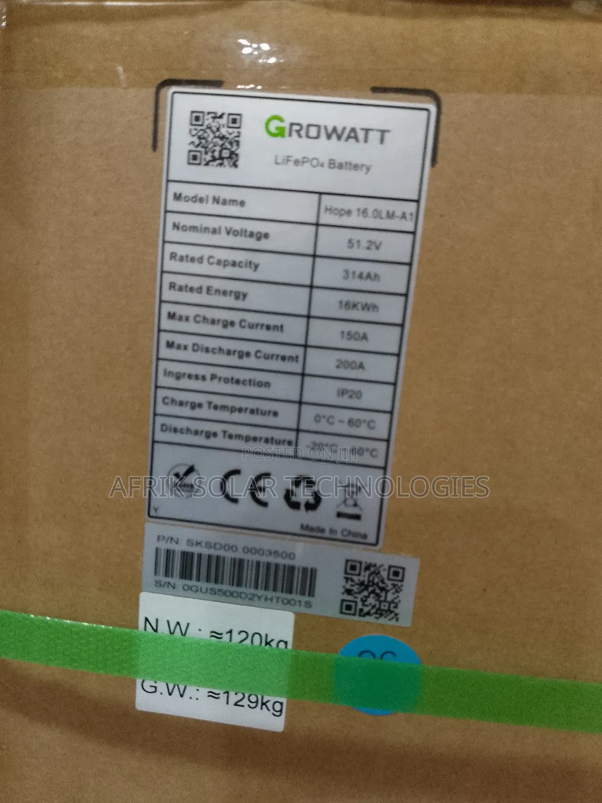 16kwh 51.2v Growatt Lithium Battery