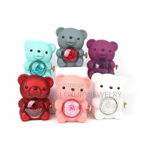 Porcelain Teddy Bear With Rose Ring Box