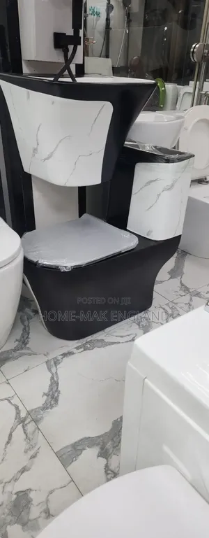 Marble Black and White Color Water Closet