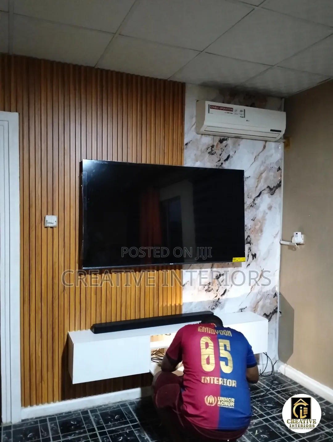 Fluted Panel X Marble Sheet Tv Wall Console