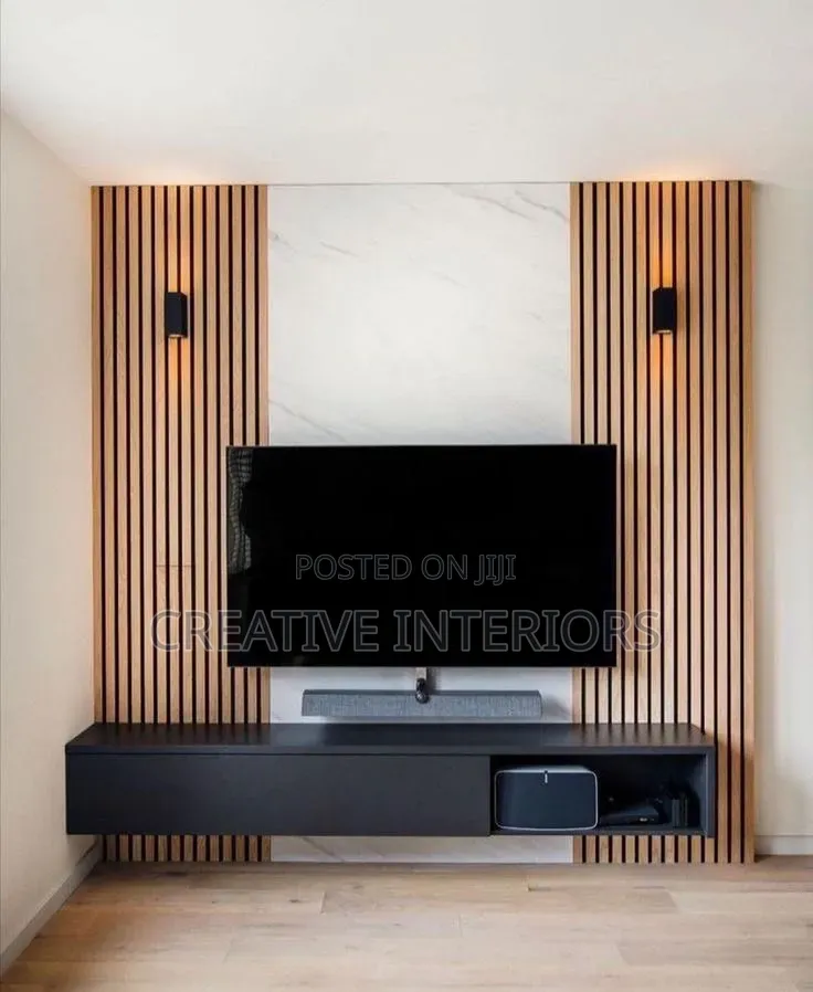 Fluted Panel X Marble Sheet Tv Wall Console