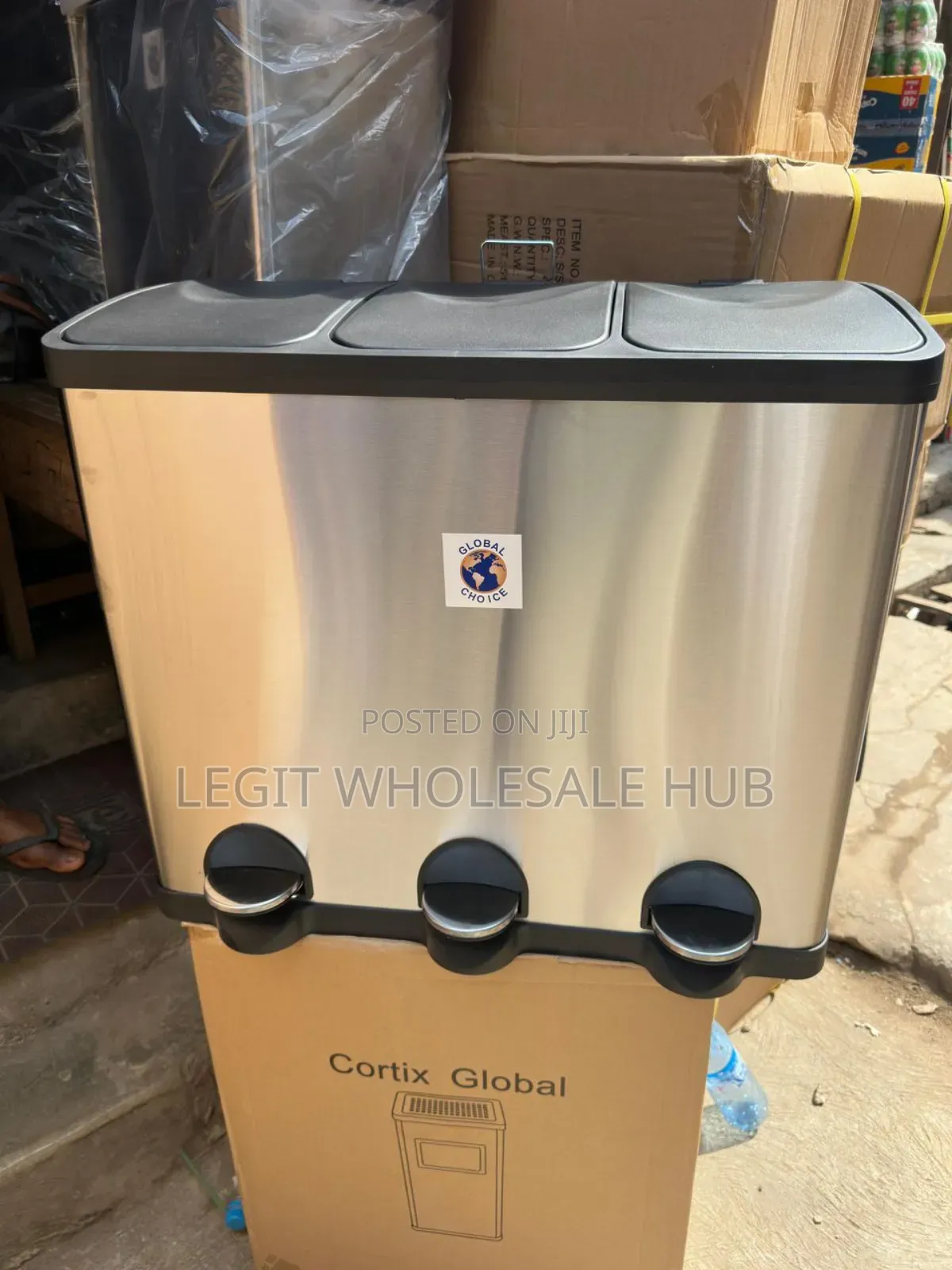60l 3 Compartment Dustbin