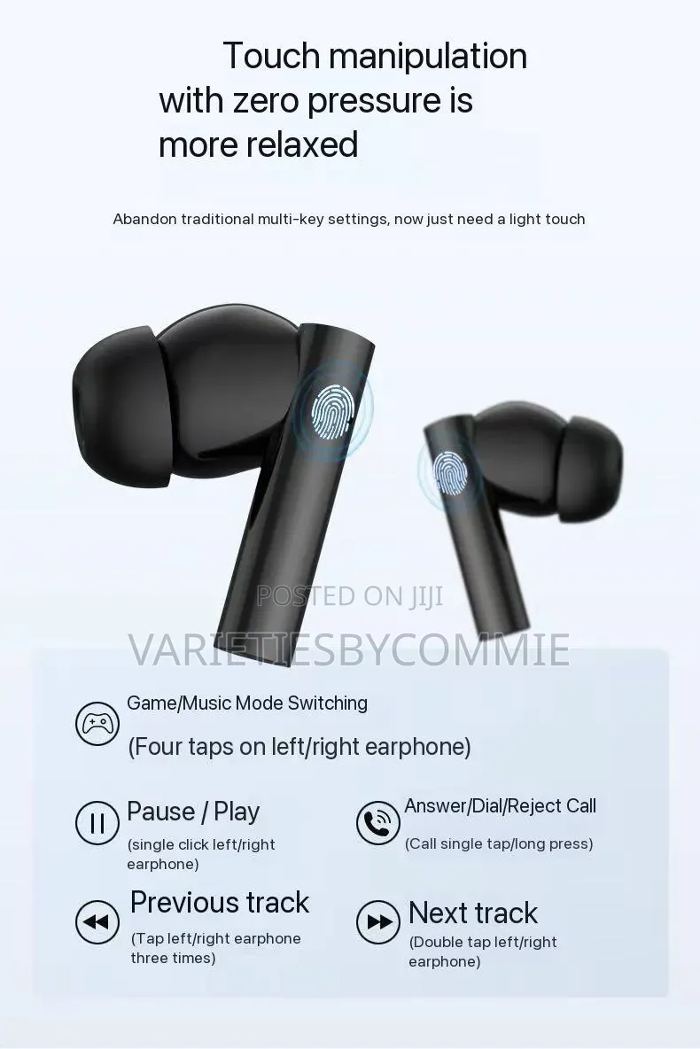 Intouch Earpod Dx-45 Finger Touch Bluetooth Earbud/Earpod - Varietiesbycommie Price: ₦ ...