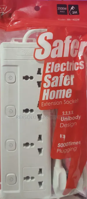 Itel 4-Ways Socket Extension Box 2500w – Heavy Duty 3m Cable