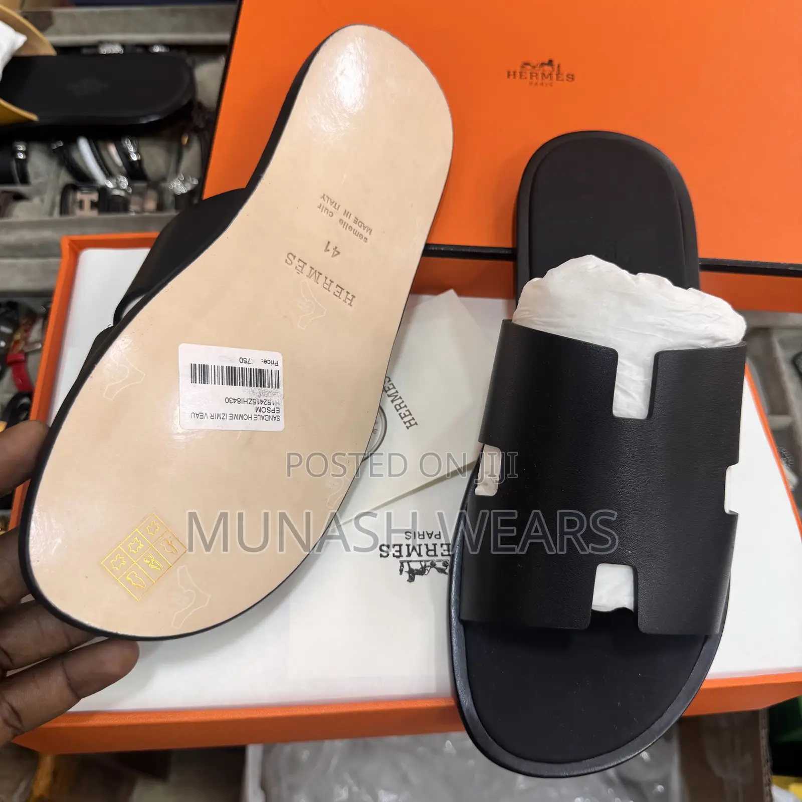 Original Hermes Slipers Available in Black and Yellow