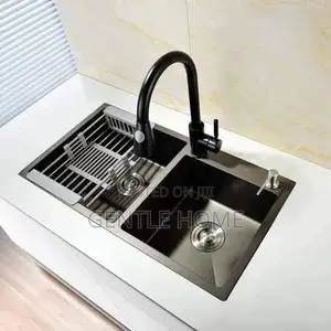 Black Kitchen Sink and Tap