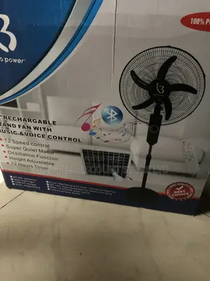 Bianco Power 18 Inches Solar Rechargable Fan With Voice Control