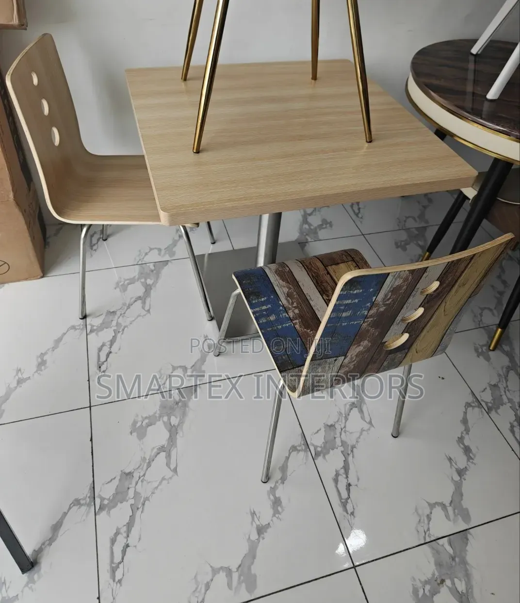 Square Wooden Top Table With 4 Chairs