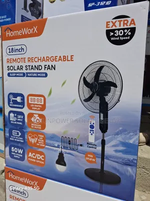 18-Inches Home Worx Solar Rechargeable Standing Fan