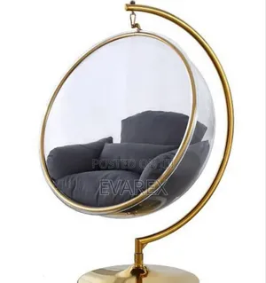 Luxury Transparent Swing Chair, With Gold Frame.