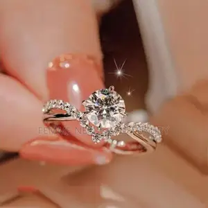 V-Split Moissanite in Sterling Silver Ring