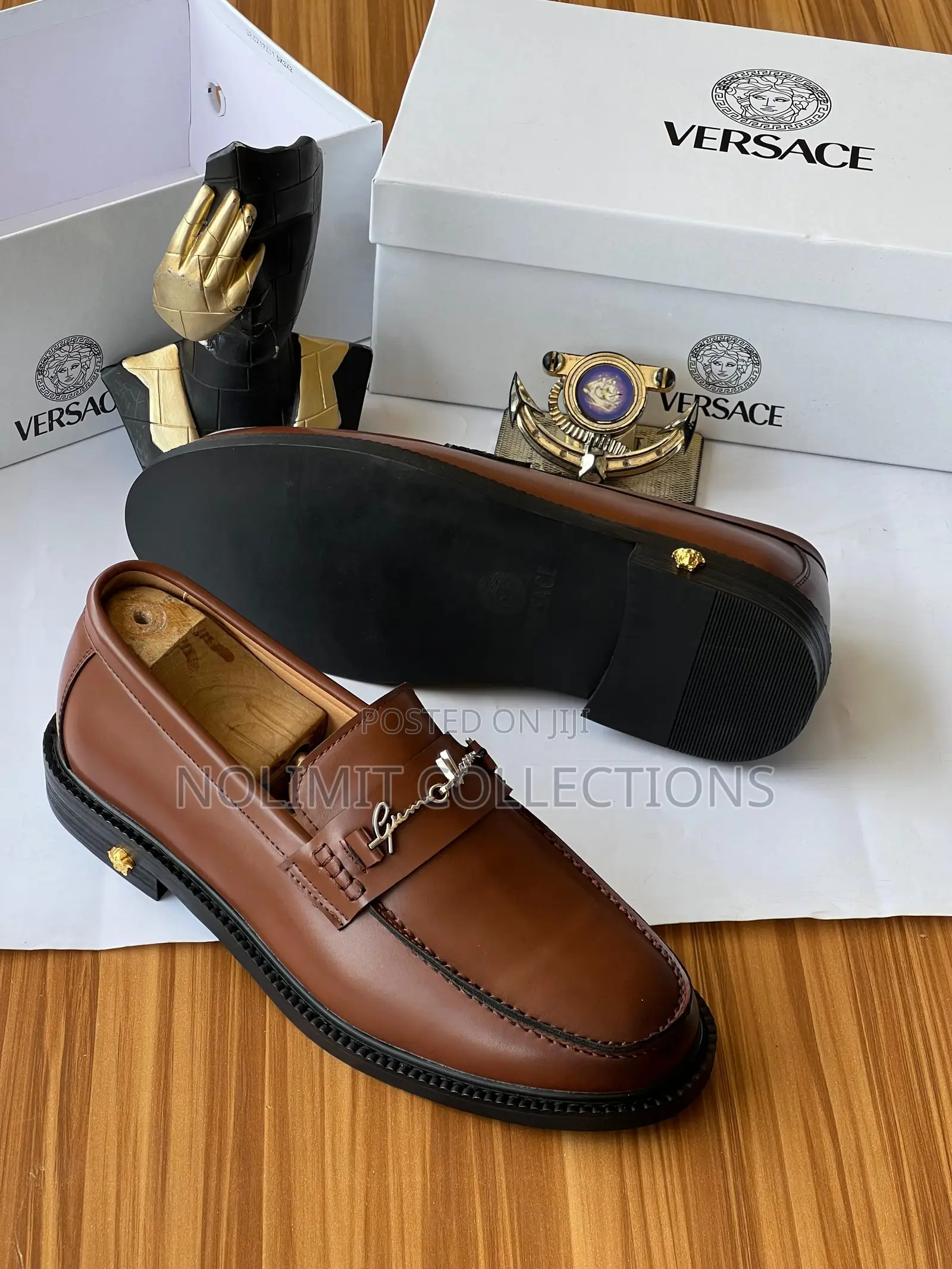Versace Plain Leather Loafers