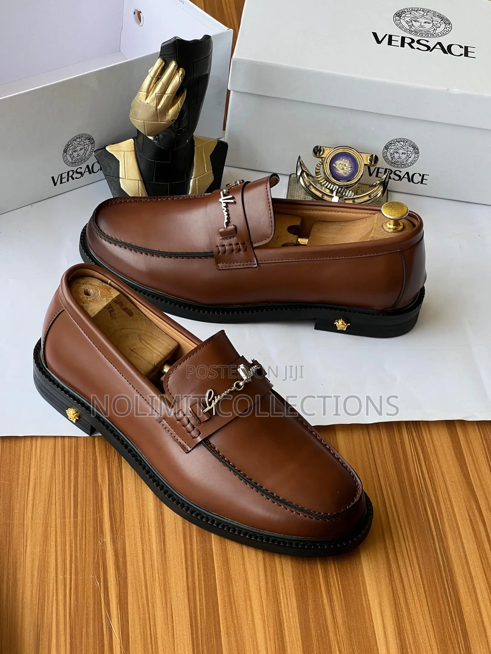 Versace Plain Leather Loafers