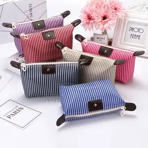 Fashion Striped Dumpling Makeup Bag Folding Wash Bag