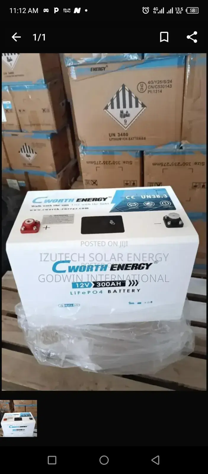 Cworth Lithium Battery 12v 3kwh