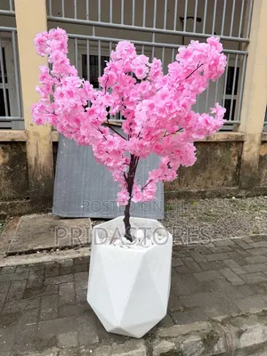 Fiber Big Pot With Blossom Plant
